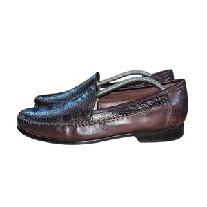 Johnston & Murphy Men’s Brown Croc Leather Loafers Size 11 Slip On Shoes